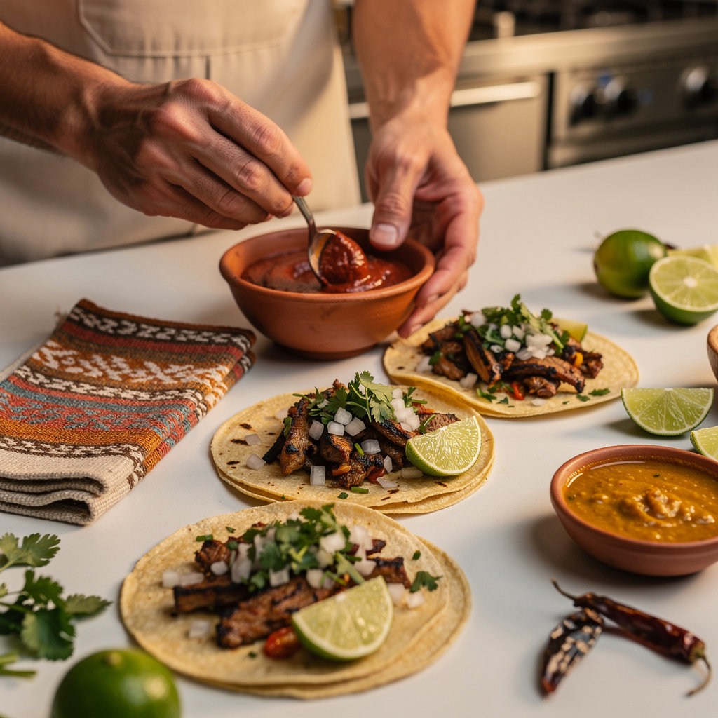 Taco Kitchen authentic Mexican restaurant preparing fresh tacos with family recipe in Chicago
